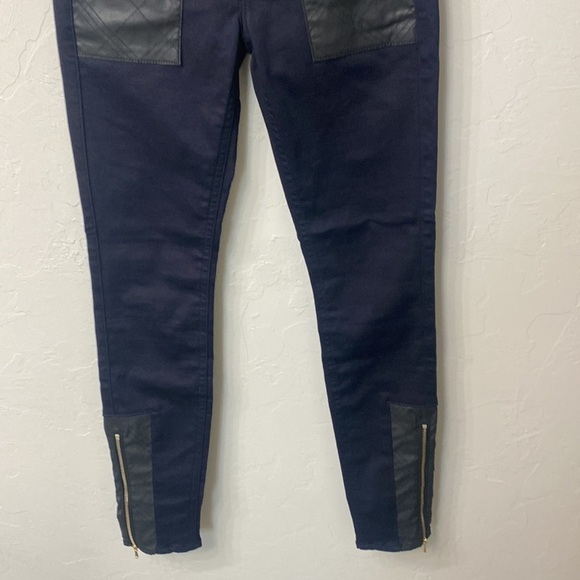 7 for all mankind quilted leather Accent skinny jeans black size 27. NWT. - Picture 3 of 13